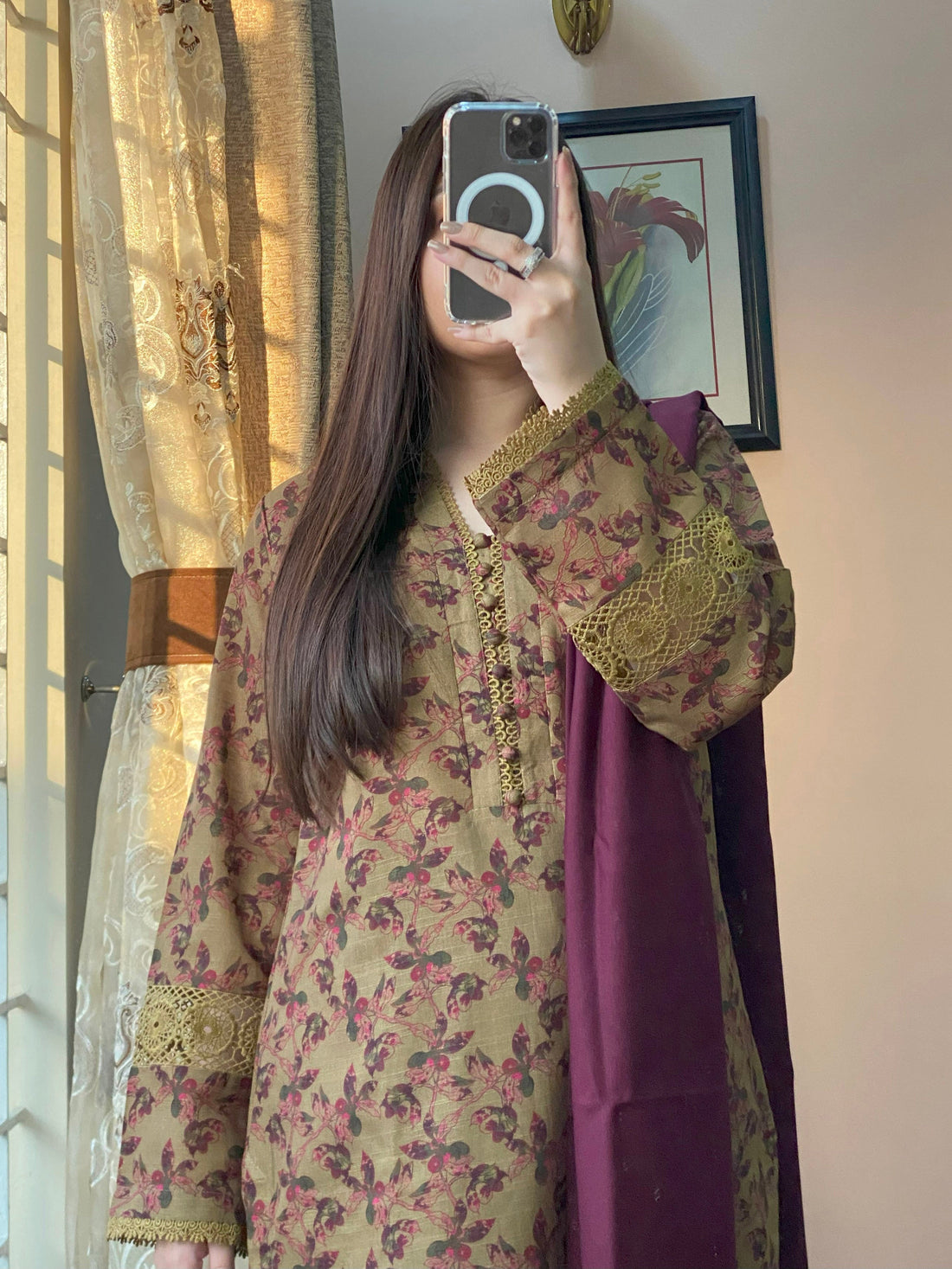 3 Piece -  Olive Floral   Dress