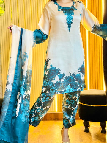 Digital Print swiss lawn 3D print .(ZING PHOOL).