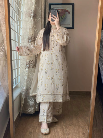 3 Piece  Printed Dress With Plazo