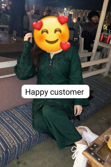 Emerald Green Embroidered 2PC Suit