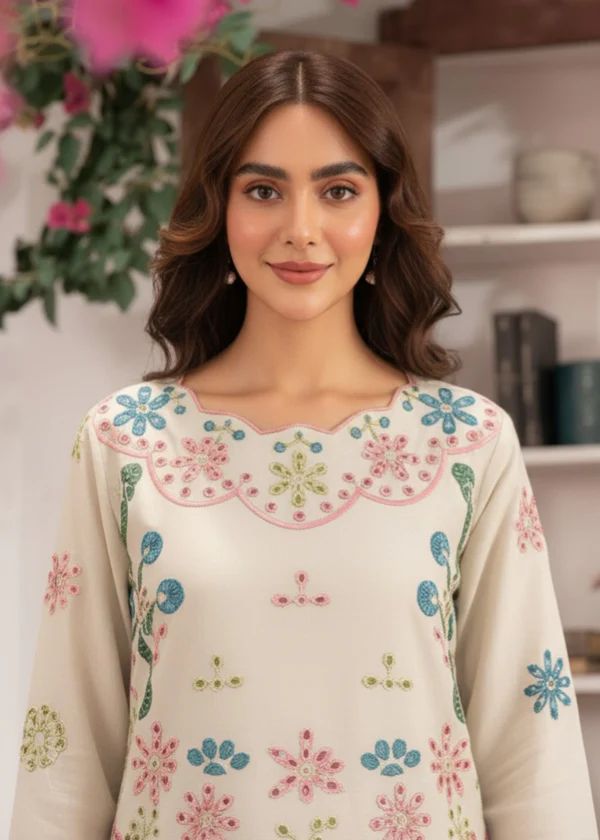 Elegant Multi Chicken Kari Embroidered 2-Piece Lawn Suit